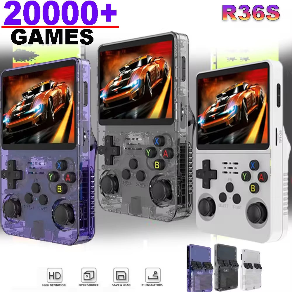 R36S Handheld Game Console 3.5Inch IPS Screen 128G Classic Retro Games Consoles Arkos System Portable Pocket Video Game Player